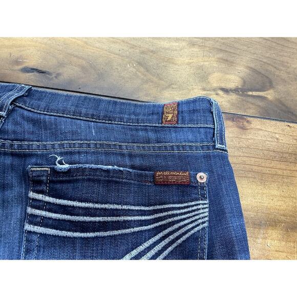 7 For All Mankind Jeans Womens 31 Blue Dojo Flare Medium Wash Low Rise - Picture 7 of 10